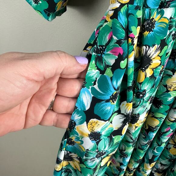 Vintage 80s Amandine Paris Floral Button Front Viscose Midi Dress (38) S XS - Picture 10 of 15